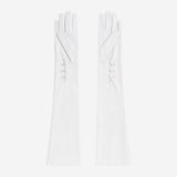 PZ01W14G (white) - Unlined Italian lambskin 16-button opera gloves with embroidery