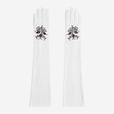 PZ01W14G (white) - Unlined Italian lambskin 16-button opera gloves with embroidery