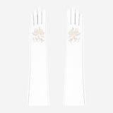 PZ01W14W (white) - Unlined Italian lambskin 16-button opera gloves with embroidery