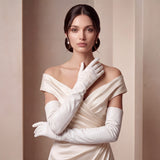PZ01W14W (white) - Unlined Italian lambskin 16-button opera gloves with embroidery