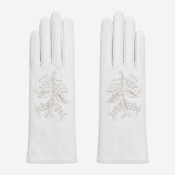 PZ01 (white) – Embroidered unlined Italian lambskin opera gloves
