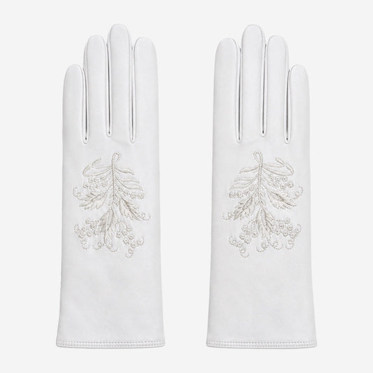 PZ01 (white) – Embroidered unlined Italian lambskin opera gloves