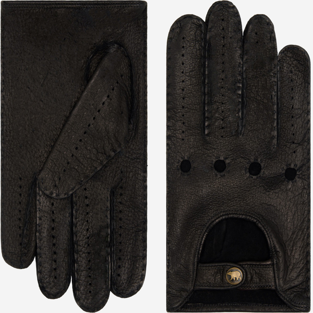 Raffaella (black) – Luxurious Italian peccary driving gloves - Fratelli Orsini - Luxury Leather Gloves - Handmade in Italy - 1