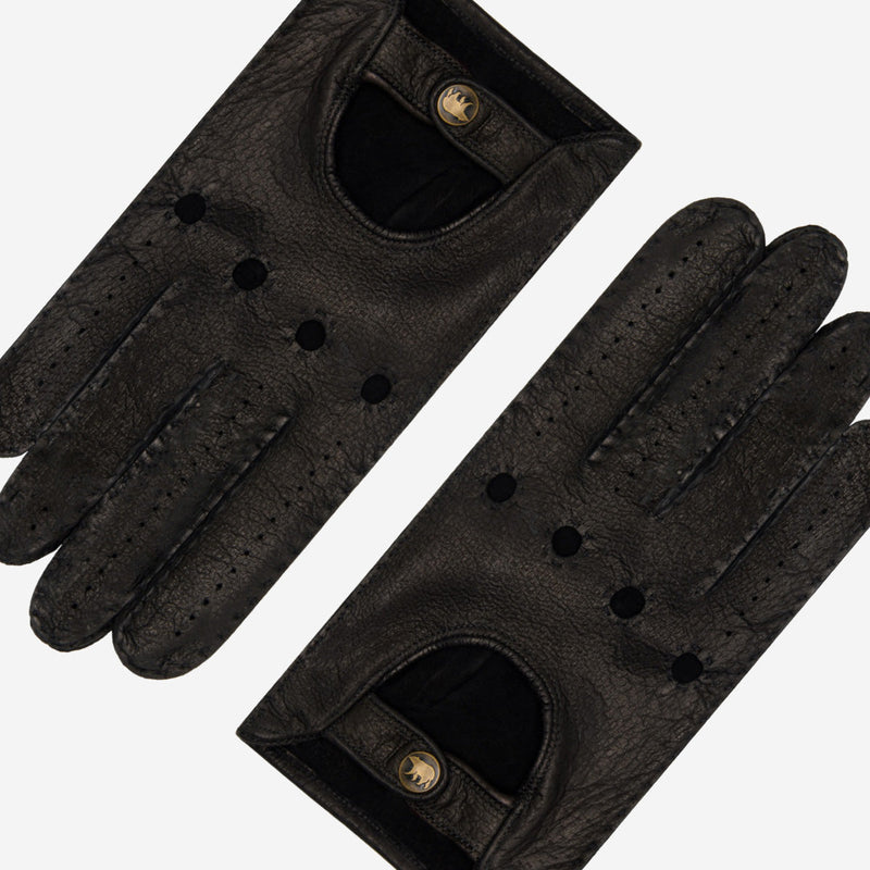DENTS PECCARY LEATHER GLOVES BLACK 8
