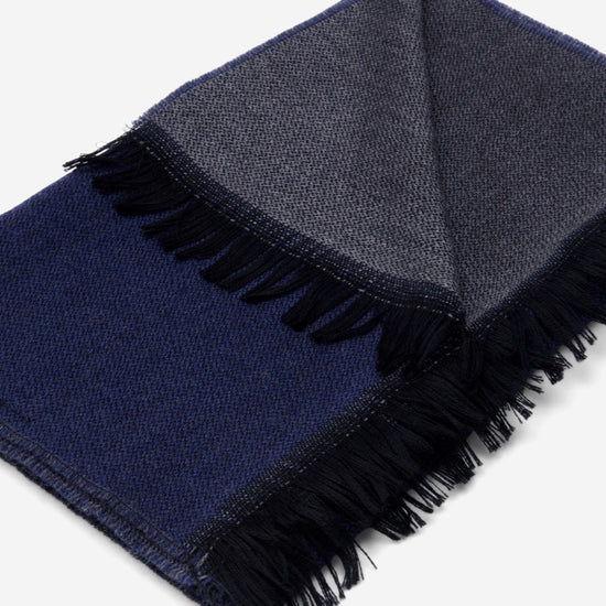 Romeo (blue/grey) - warm and soft scarf from 100% wool - Fratelli Orsini - Luxury Wool Scarf - Handmade in Italy - 4