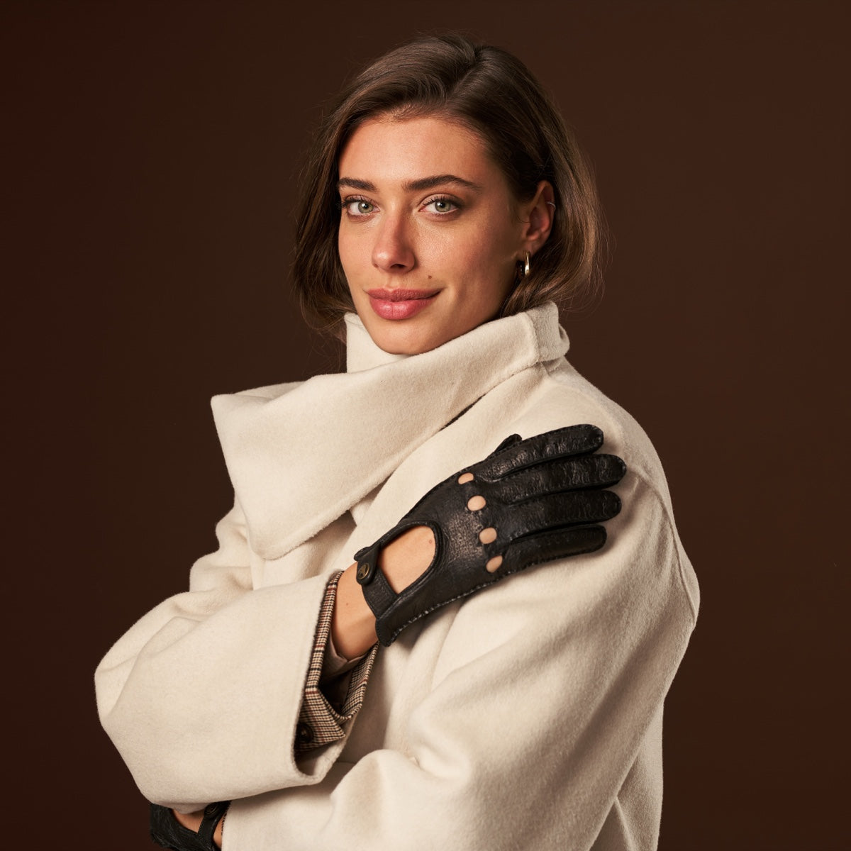 Raffaella (black) – Luxurious Italian peccary driving gloves - Fratelli Orsini - Luxury Leather Gloves - Handmade in Italy - 7