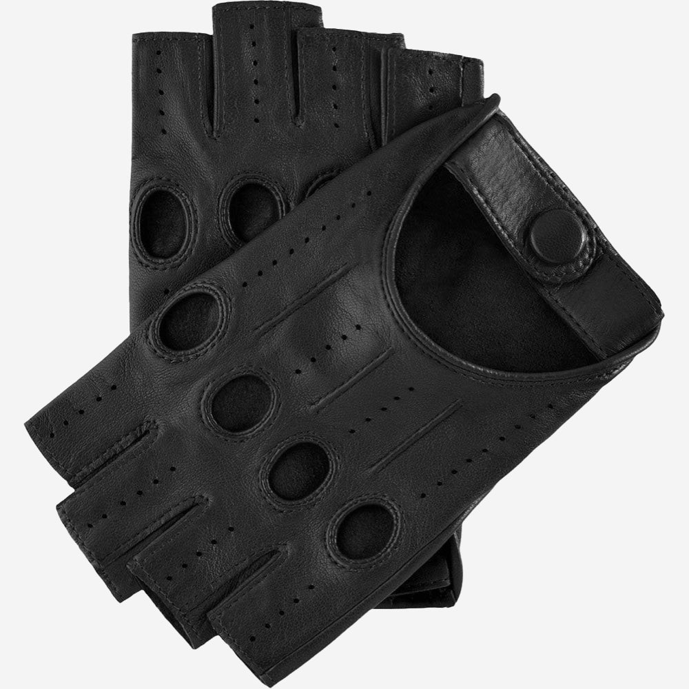 Rossana (black) - Italian fingerless lambskin leather driving gloves 
 - Fratelli Orsini - Luxury Leather Gloves - Handmade in Italy - 1