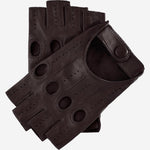 Rossana (dark brown) - Italian fingerless lambskin leather driving gloves - Fratelli Orsini - Luxury Driving Gloves - Handmade in Italy - 1