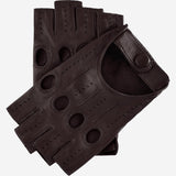 Rossana (dark brown) - Italian fingerless lambskin leather driving gloves - Fratelli Orsini - Luxury Driving Gloves - Handmade in Italy - 1