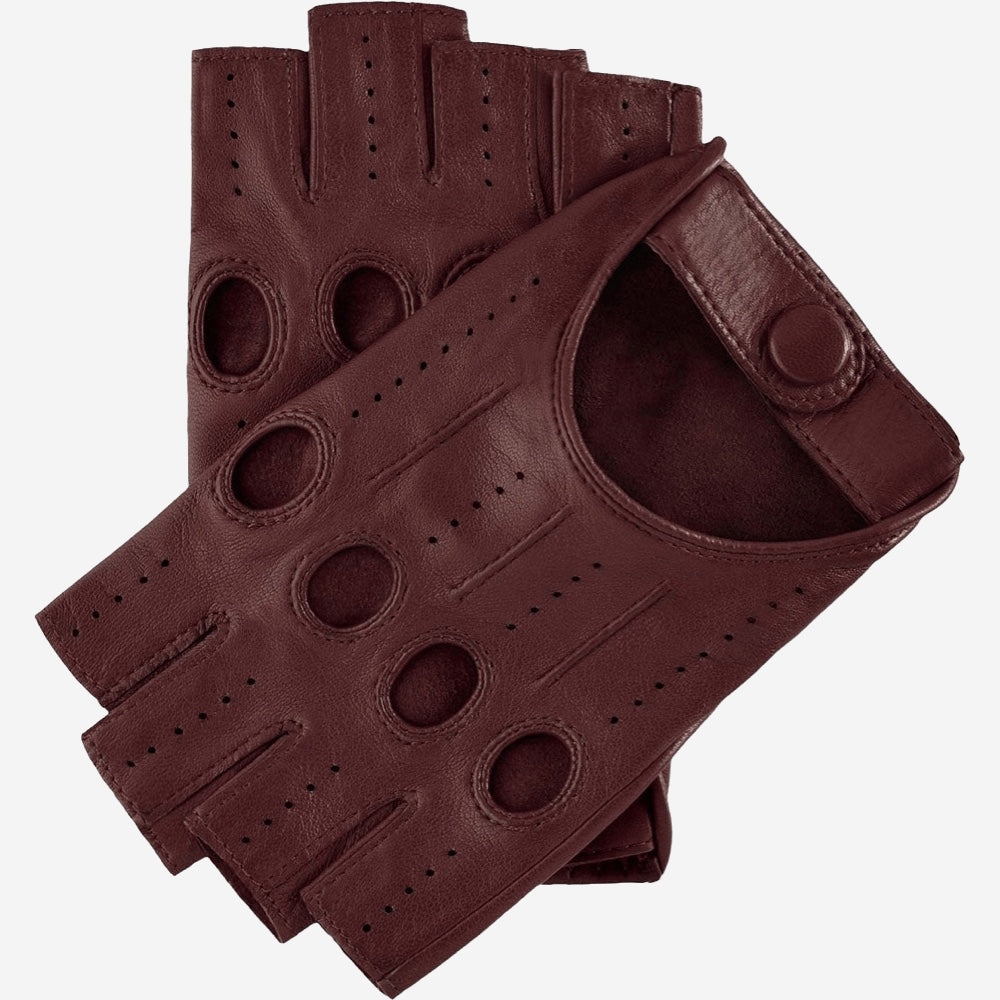 Rossana (cordovan) - Italian fingerless lambskin leather driving gloves - Fratelli Orsini - Luxury Driving Gloves - Handmade in Italy - 1