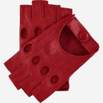 Rossana (red) - Italian fingerless lambskin leather driving gloves - Fratelli Orsini - Luxury Driving Gloves - Handmade in Italy - 1