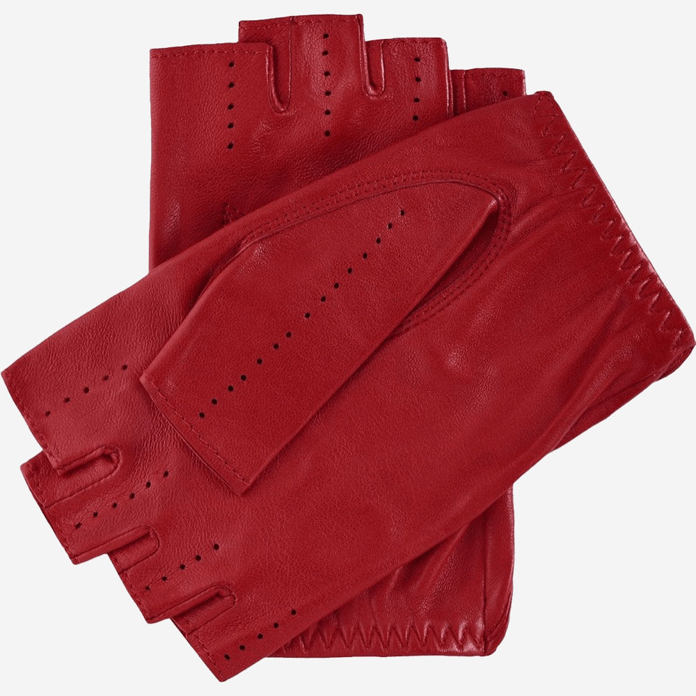 Rossana (red) - Italian fingerless lambskin leather driving gloves - Fratelli Orsini - Luxury Driving Gloves - Handmade in Italy - 2