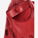 Rossana (red) - Italian fingerless lambskin leather driving gloves - Fratelli Orsini - Luxury Driving Gloves - Handmade in Italy - 3