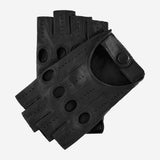 Rossana (black) - Italian fingerless lambskin leather driving gloves