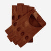 Rossana (cognac) - Italian fingerless lambskin leather driving gloves