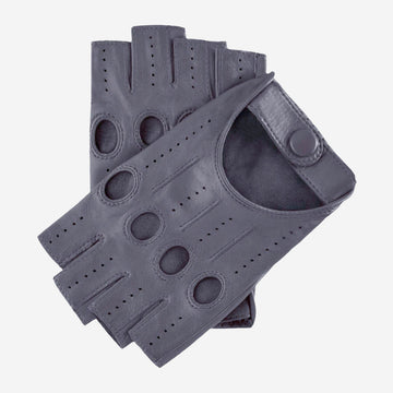 Rossana (grey) - Italian fingerless lambskin leather driving gloves