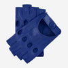 Rossana (hblue) - Italian fingerless lambskin leather driving gloves