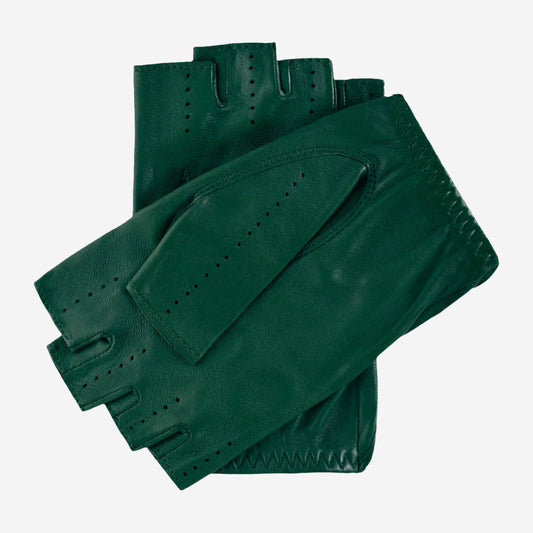 Rossana (hunter) - Italian fingerless lambskin leather driving gloves
