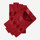 Rossana (red) - Italian fingerless lambskin leather driving gloves