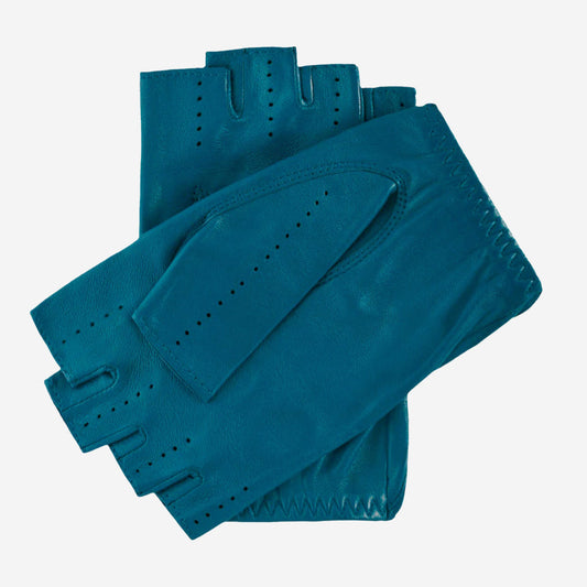 Rossana (sage) - Italian fingerless lambskin leather driving gloves