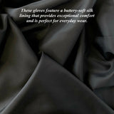 CS4070 (taupe) - Women's Italian silk lined lambskin leather gloves with buttons