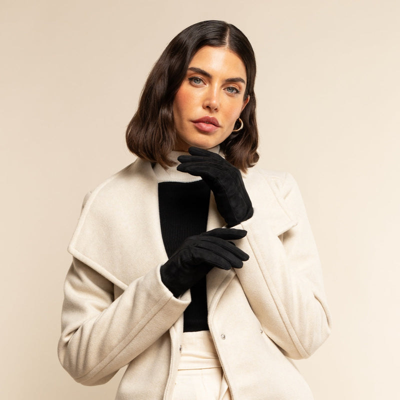 Silvia (black) - suede leather gloves with luxurious cashmere lining