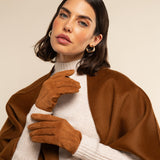 Silvia (cognac) - suede leather gloves with luxurious cashmere lining