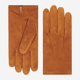 Silvia (cognac) - Suede leather gloves with luxurious cashmere lining