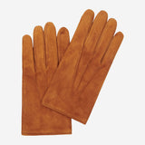 Silvia (cognac) - Suede leather gloves with luxurious cashmere lining