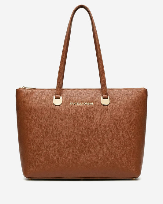 Simona (cognac) - Italian calf leather women's shoulder bag