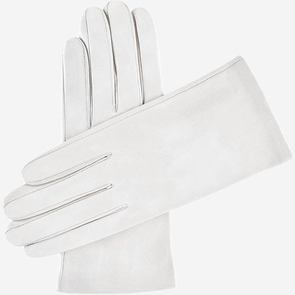 Sofia (white) - Italian lambskin leather gloves with silk lining - Fratelli Orsini - Luxury Leather Gloves - Handmade in Italy - 1