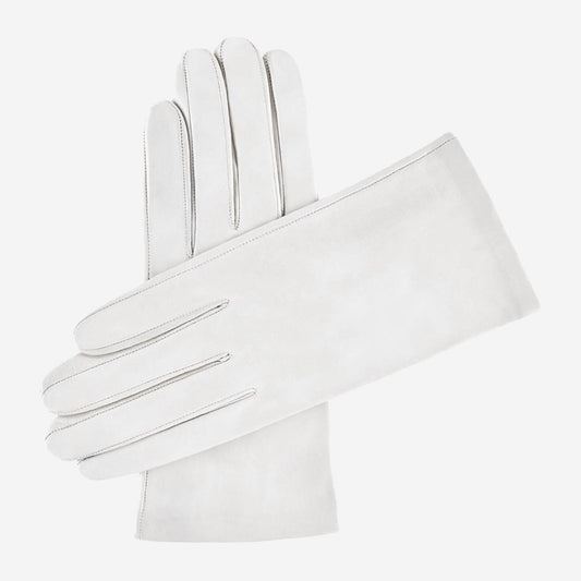 Sofia (white) - Italian lambskin leather gloves with silk lining