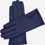 Sofia (navy blue) - Italian lambskin leather gloves with silk lining - Fratelli Orsini - Luxury Leather Gloves - Handmade in Italy - 1