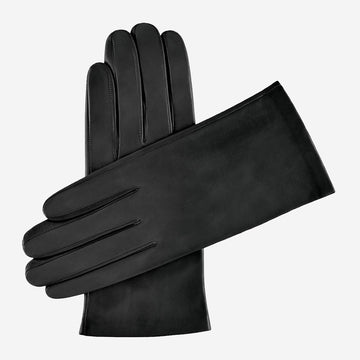 Sofia (black) - Italian lambskin leather gloves with silk lining