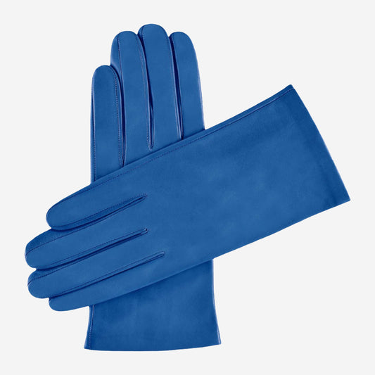 Sofia (blue) - Italian lambskin leather gloves with silk lining