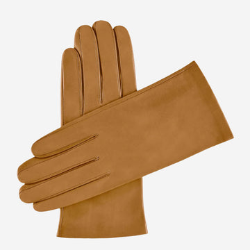 Sofia (brown) - Italian lambskin leather gloves with silk lining