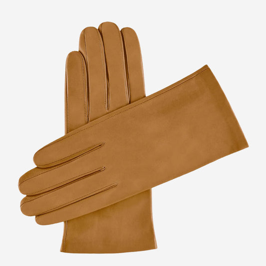 Sofia (brown) - Italian lambskin leather gloves with silk lining
