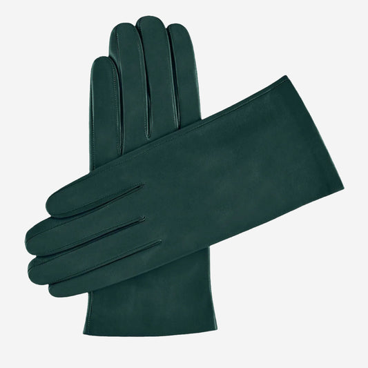 Sofia (Dunkelgrün) – Italienische Lammlederhandschuhe mit Seidenfutter