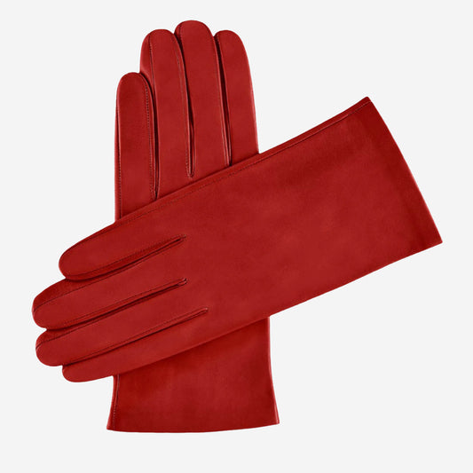 Sofia (Dunkelrot) - Italienische Lammlederhandschuhe mit Seidenfutter