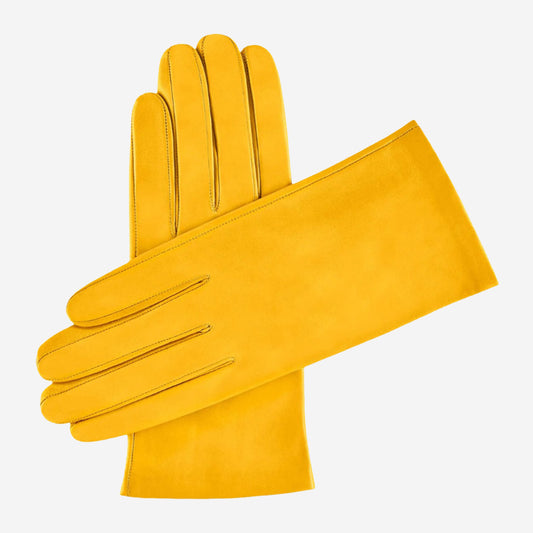 Sofia (golden rod) - Italian lambskin leather gloves with silk lining