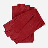 Rossana (red) - Italian fingerless lambskin leather driving gloves