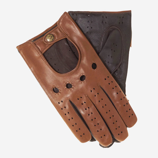 Umberto (camel brown) - Italian lambskin leather driving gloves & touchscreen feature