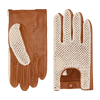 Valeria (Cognac) – Handgenähte italienische  Crochet-Autohandschuhe aus Lammleder