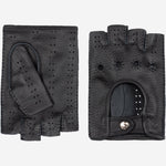 Vincenzo (black) - fingerless Italian driving gloves made of American deerskin leather - Fratelli Orsini - Luxury Driving Gloves - Handmade in Italy - 1
