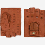 Vincenzo (brown): fingerless Italian driving gloves made of American deerskin leather - Fratelli Orsini - Luxury Driving Gloves - Handmade in Italy - 1