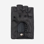 Vincenzo (black) - fingerless Italian driving gloves made of American deerskin leather - Fratelli Orsini - Luxury Driving Gloves - Handmade in Italy - 2