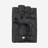 Vincenzo (black) - fingerless Italian driving gloves made of American deerskin leather - Fratelli Orsini - Luxury Driving Gloves - Handmade in Italy - 2