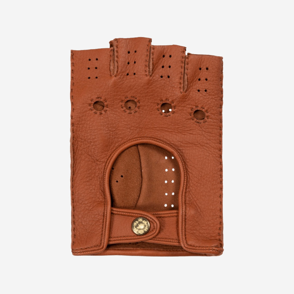Vincenzo (brown): fingerless Italian driving gloves made of American deerskin leather - Fratelli Orsini - Luxury Driving Gloves - Handmade in Italy - 2