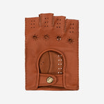 Vincenzo (brown): fingerless Italian driving gloves made of American deerskin leather - Fratelli Orsini - Luxury Driving Gloves - Handmade in Italy - 2