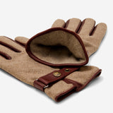 Violetta (brown) - Tweed women's gloves with touchscreen capability and adjustable snap button